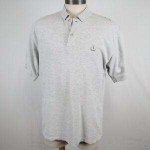 IZOD Polo Shirt Mens Medium Golf Casual Knit Cotton‎ Gray Short Sleeve